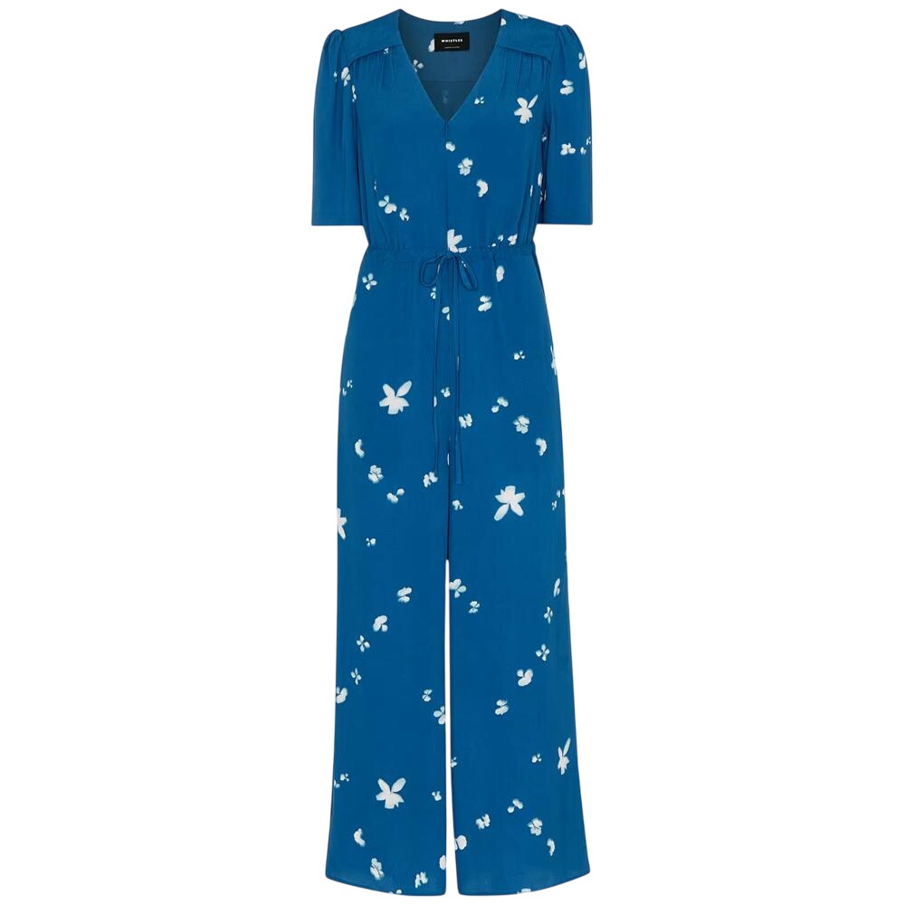 Whistles Blue Sun Bleached Floral Jumpsuit